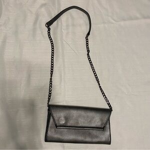 Zara Clutch Textured Silver Tone Clutch Shoulder Bag